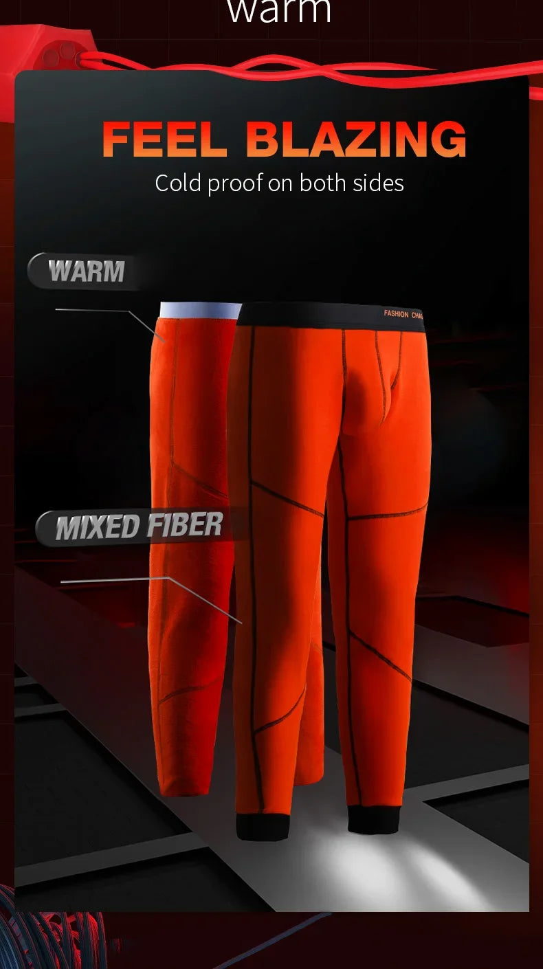 Winter long Johns men's underwear thick fleece pants Single thermal pants tights leggings youth cotton pants