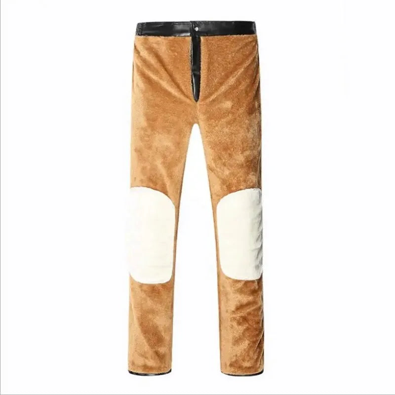 New Winter Men Fleece Leather Pants Warm PU Leather Trousers Good Quality Large Size Wool liner Thicker Warm Winter Pants Size 5