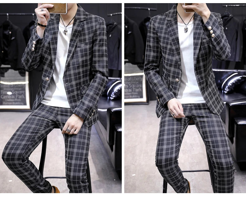 Casual suit jacket fashion loose luffian handsome suit senior sense top single business formal Korean student suit
