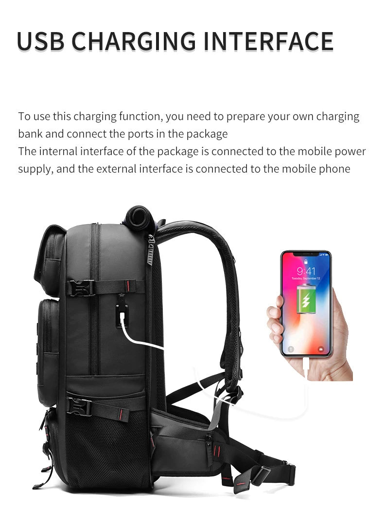 Men Travel backpack waterproof 17 inch Business Laptop Backpack with Separate Shoe Bag USB charging 50L outdoors Hiking Backpack
