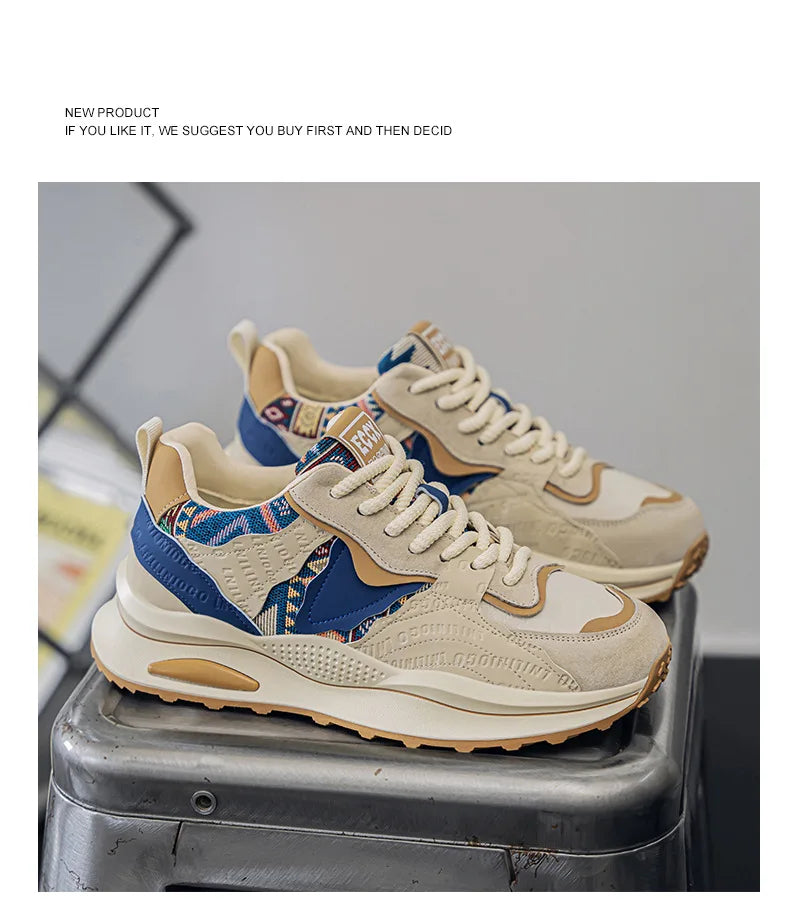 Men Sneakers 2025 Spring Autumn New Comfortable Outdoor Non Slip Running Shoes Trend Wear-resistant Vintage Lace Up Casual Shoes