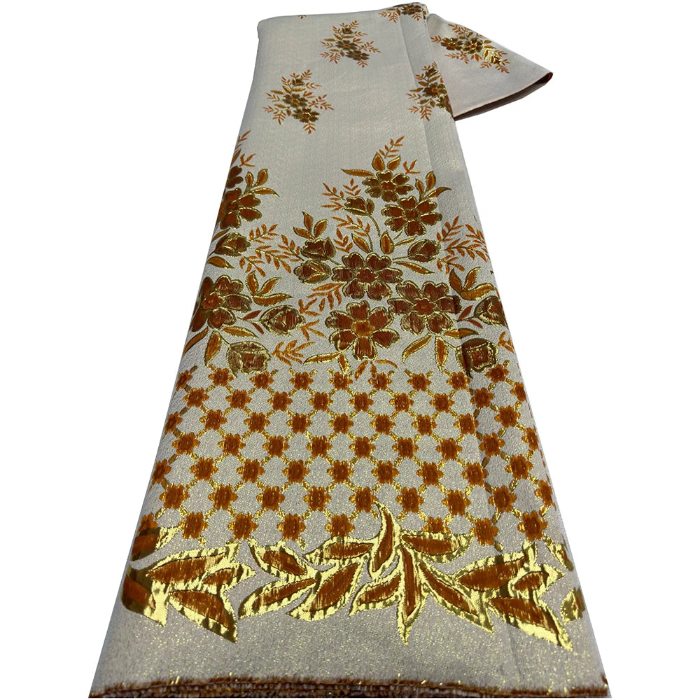 African Brocade Jacquard Lace Fabric 2024 High Quality Lace 5 Yards Net Lace French Gilding Lace Fabric For Wedding Party Dress