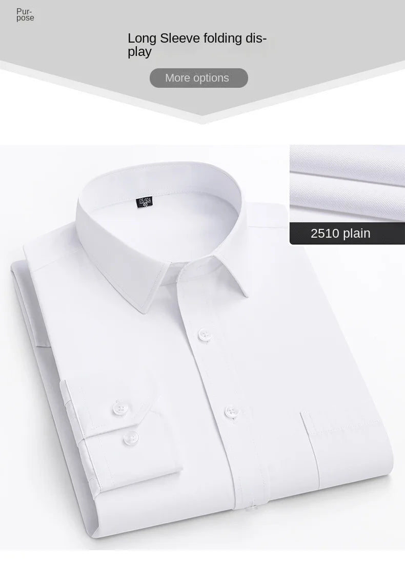 New Men's White Business Shirt Autumn Long Sleeve Leisure Plus Size Big 11XL 10XL 9XL Patchwork Black Yellow Social Dress Shirts