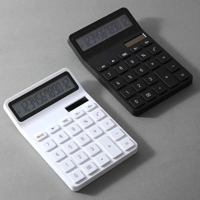12-Digit Large LCD Display Calculator Standard Function Calculator with Solar & Battery Dual Power For Home Basic Desktop Office