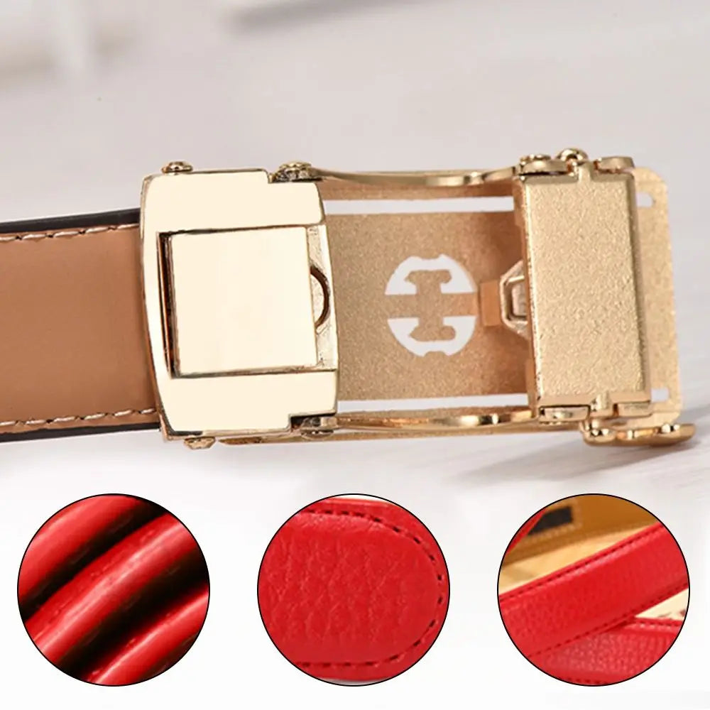 Casual Elegant Luxury Famous Designer Genuine Leather Belt Ladies Dress Belts Pants Bands Automatic Buckle Waistband