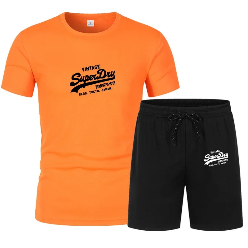 Men's summer sportswear tops, T-shirts, sports shorts, 2025 new T-shirt sets, quick-drying clothes
