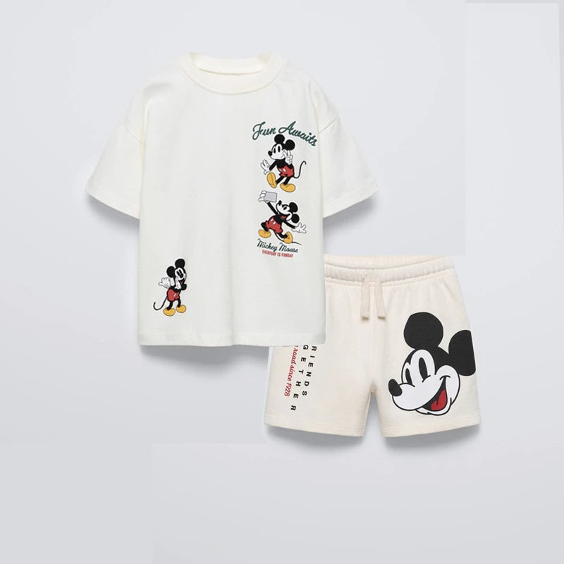 Cute Monster Print Tees Green Shorts Baby Summer New Clothing Trendy Simple T-shirt All-match Shorts Child Cotton Thin Outfits