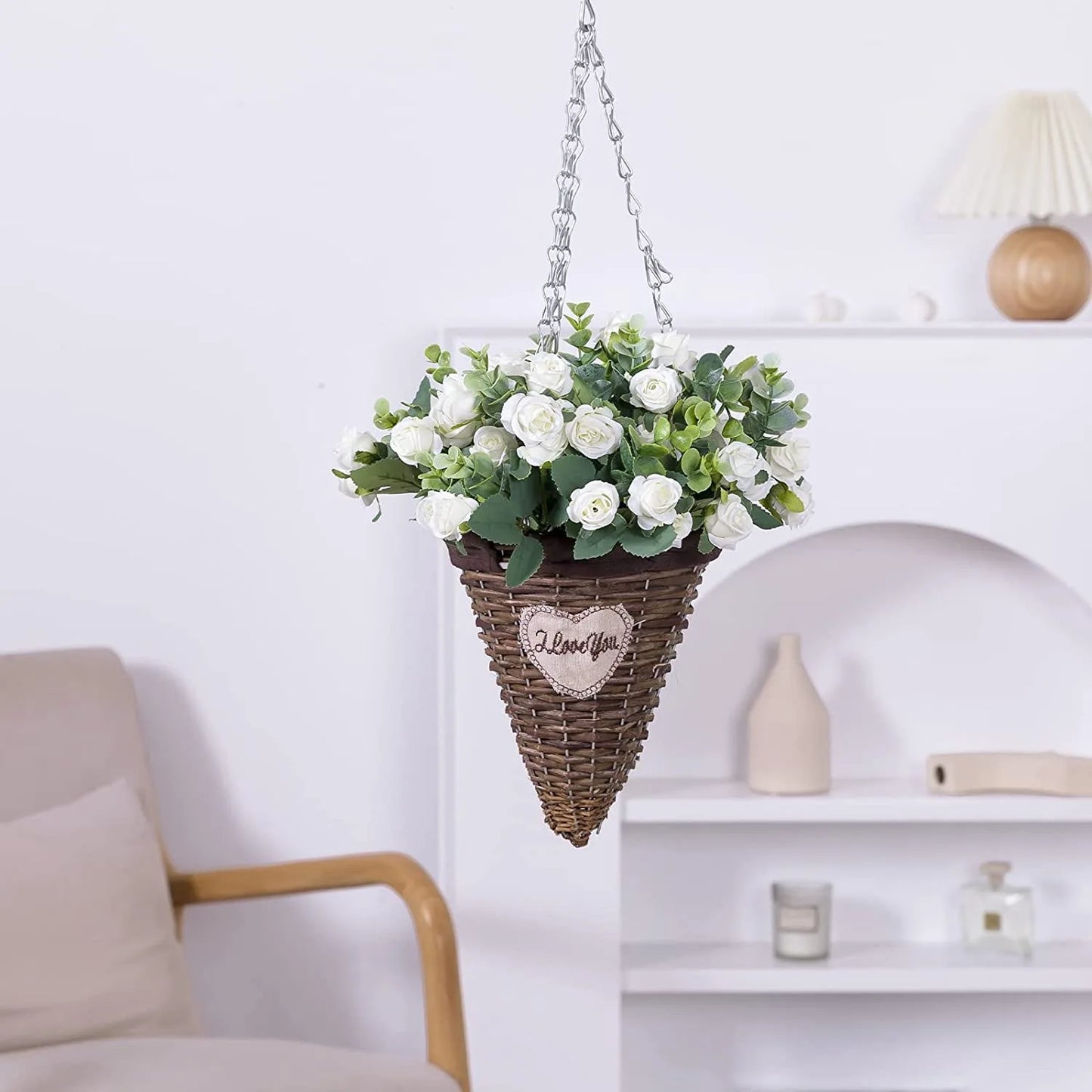 10 Heads Artificial Flower Silk Rose white Eucalyptus leaves Peony Bouquet Fake Flower for Wedding Table Party Vase Home Decor