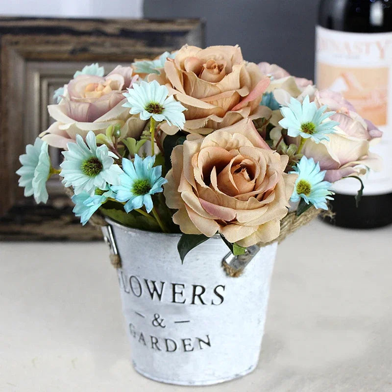 High-quality Silk Orange Rose Artificial Flowers for Wedding Decoration, Big and Realistic.