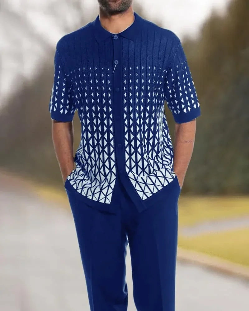 2025 Trend Print Men's Tops+Trousers Sets Spring Summer New Party Sport Casual Suits Shirts Pants 2-Piece Fashion Men's Clothing