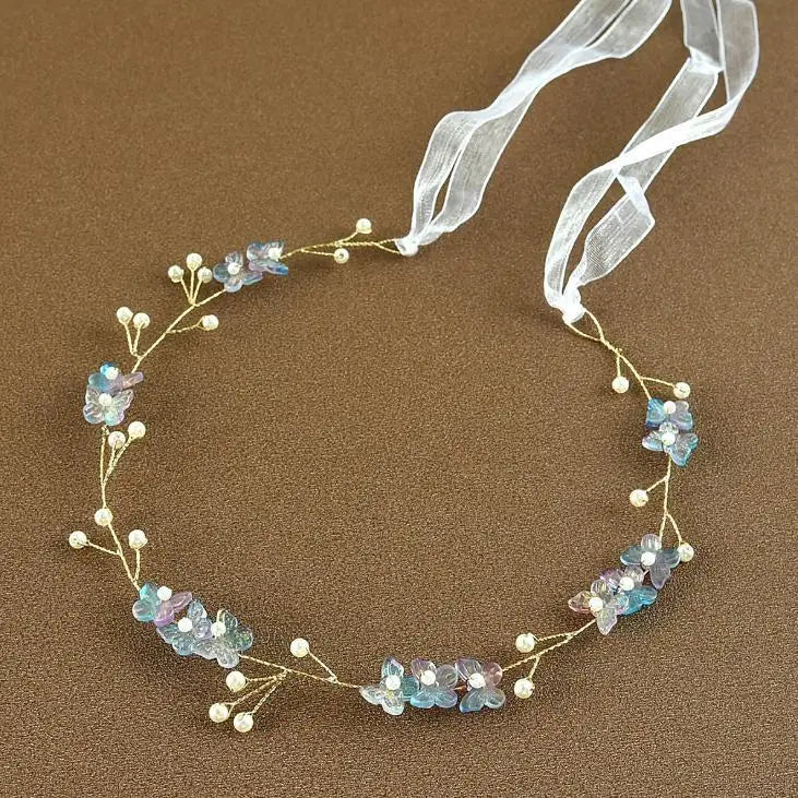 Bridal Bridesmaid Flower Girls Diamante Crystal Pearl Headband Rhinestone Wedding Prom Tiara Women Hair Accessories