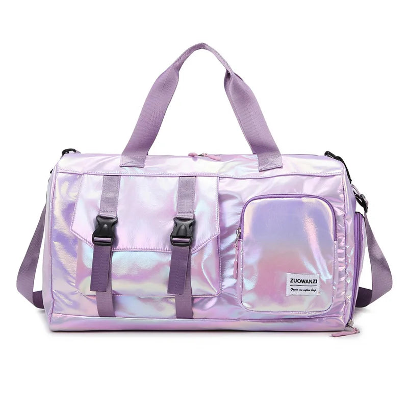 Pearl Glossy Gym Bag Women Fitness Training Handbag Waterproof Yoga Bags Wet Dry Separation Swimming Pack Female Travel Tote Bag