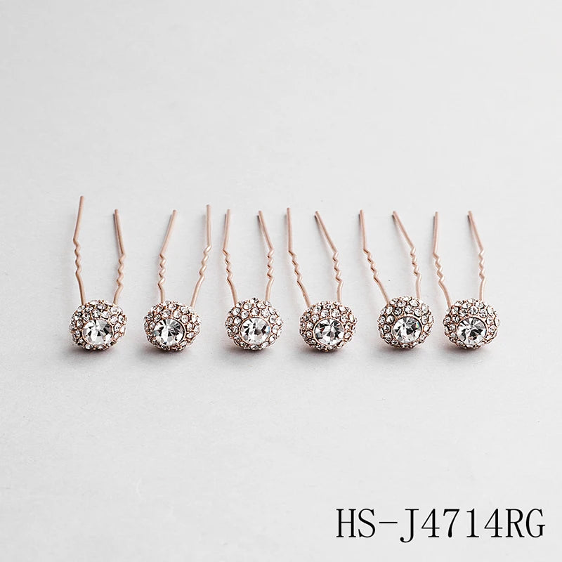 Fashion U-shaped Pin Metal Barrette Clip Pearl Hairpins For Bride Flower Clear Crystal Tiara Wedding Jewelry Hair Accessories