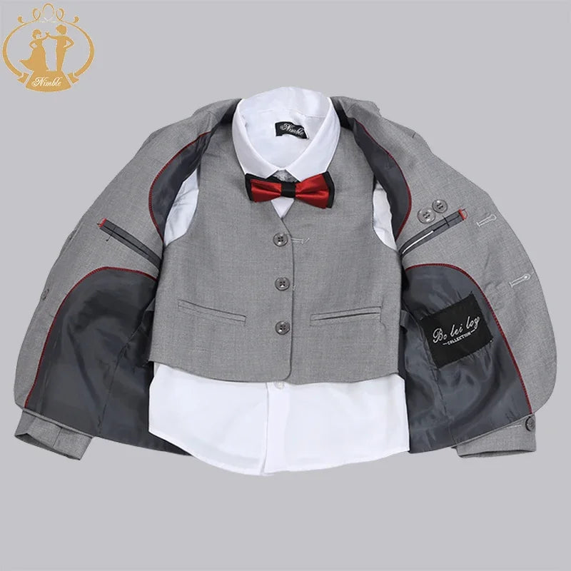 Boys Formal Suit Three Pieces Hot Sale Classical Kids Winter Wear Flat Single Breasted Baby Boy Clothes Formal Boys