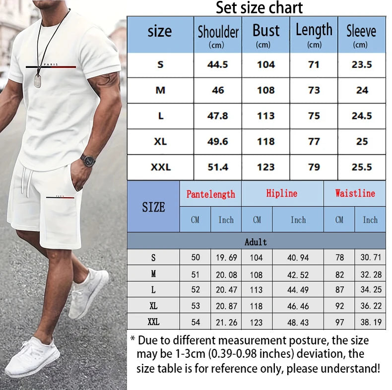 Casual sports suit breathable outdoor casual men's T-shirt five-point pants suit summer 3D printing suit male adult