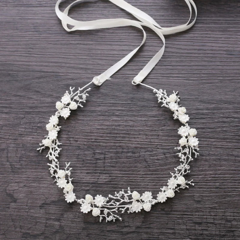 Bridal Wedding Headbands Handmade Bride Tiaras Shiny Rhinestone Flower Hairband Bridal Headpeice Hair Accessories For Women Girl