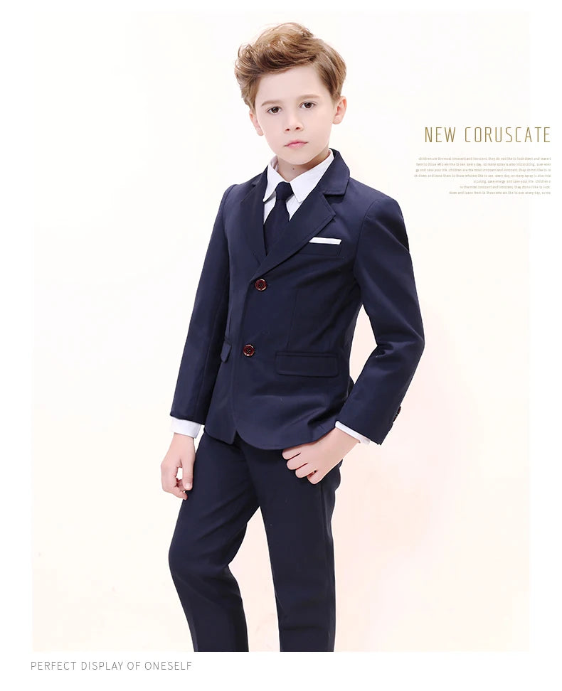 Kids Boys White Blazer Vest Pants 3PCS Set Children Baptism Wedding Prom Suit Baby Boy Elegant Dress Teenager Party Costume