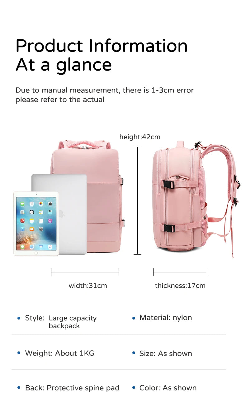 Classic Waterproof Large capacity Women Backpack USB Charging Laptop Backpack Fashion Dry Wet separation Travel Backpack Men Bag
