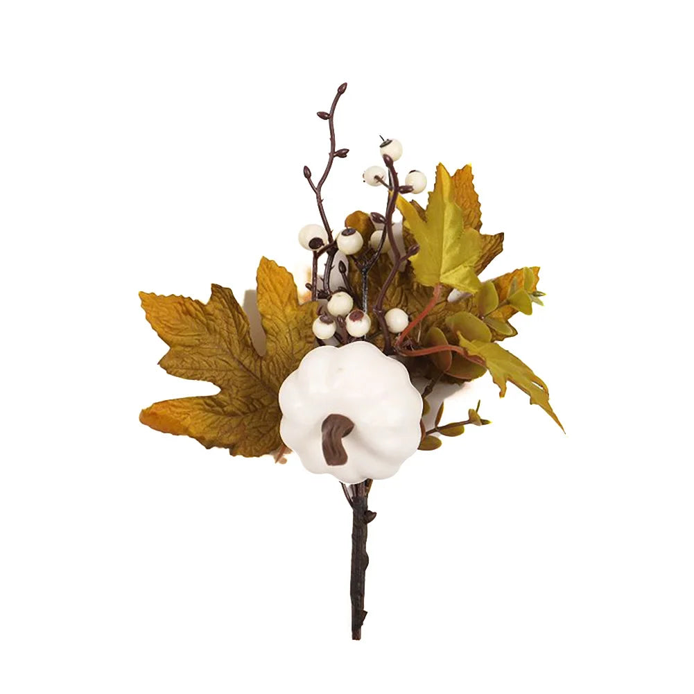 Autumn Fall Maple Leaves Branch Foam Artificial Fall Fake Maple Leaves Stems Plant For Outdoor Wedding Halloween Home Decoration
