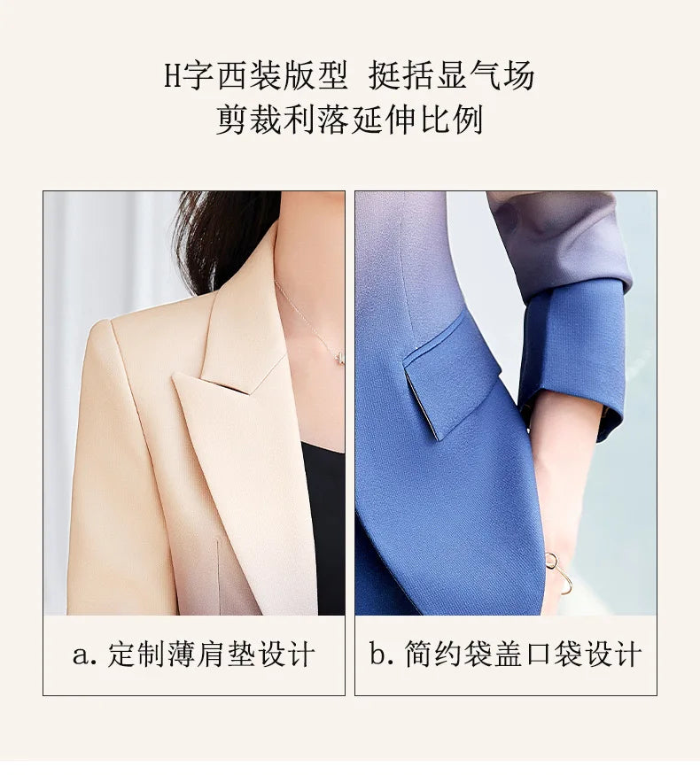 HIGH STREET Newest Fashion 2024 Designer Suit Set Women's Gradient Color Printed Single Button Blazer Flare Pants Suit