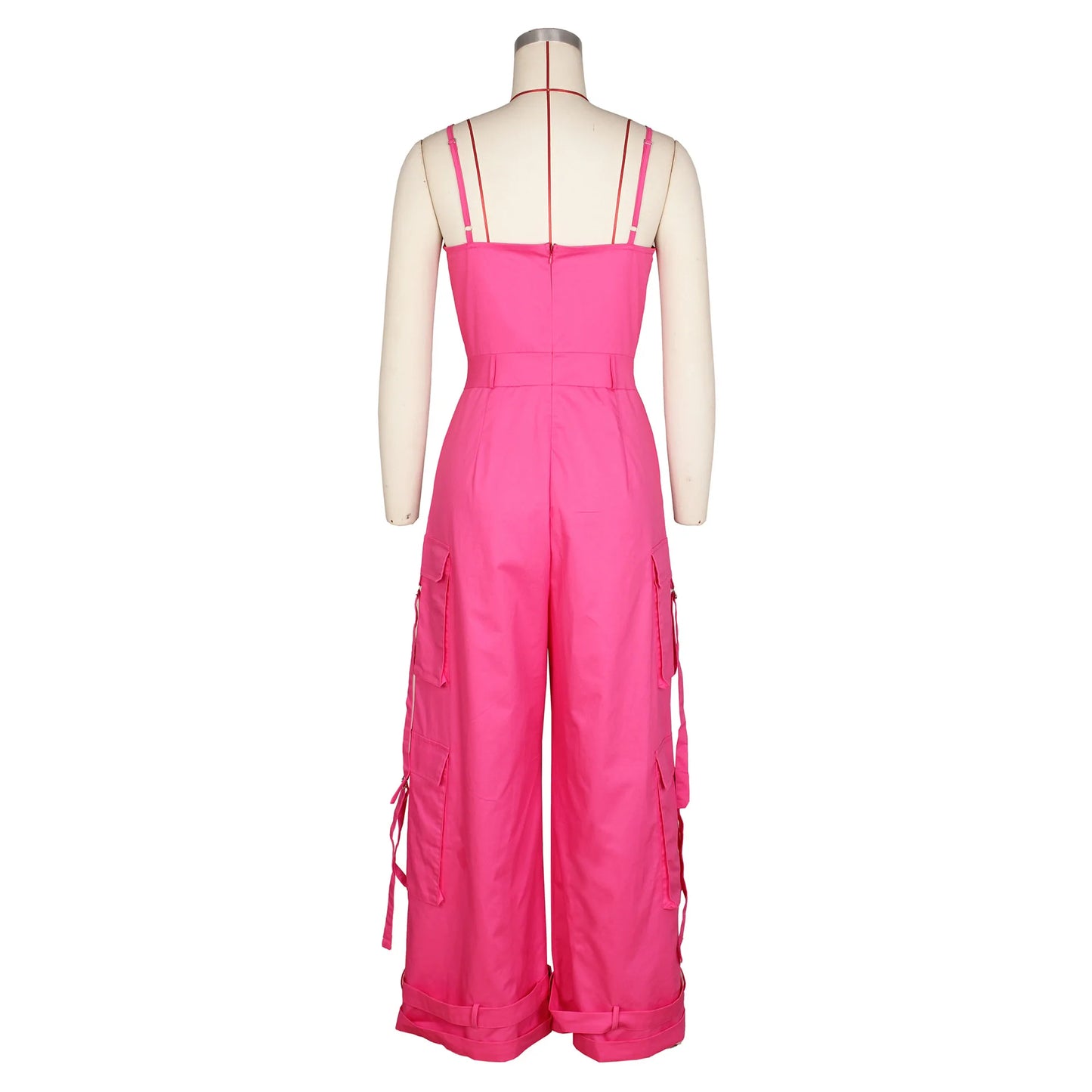 Women's Clothing 2025 Spring Summer New Sexy Sleeveless Solid Color Casual Multi Pocket Workwear Jumpsuit Wide Leg Pants