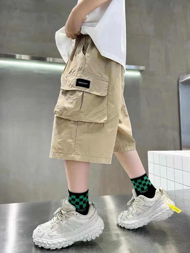 New Summer Teenage Short Boys Pants 3-14 Years Old Big Pocket Trousers For Kids Children Birthday Present