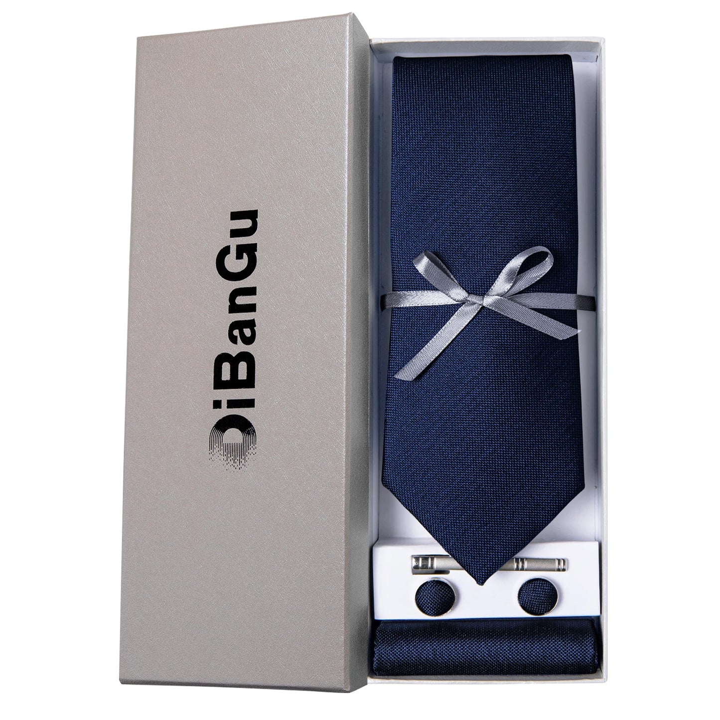 Solid Black Plaid Men's 8cm Polyester Neck Tie Handkerchief Cufflinks Set with Gift Box Tie Clip Birthday Anniversary Gift