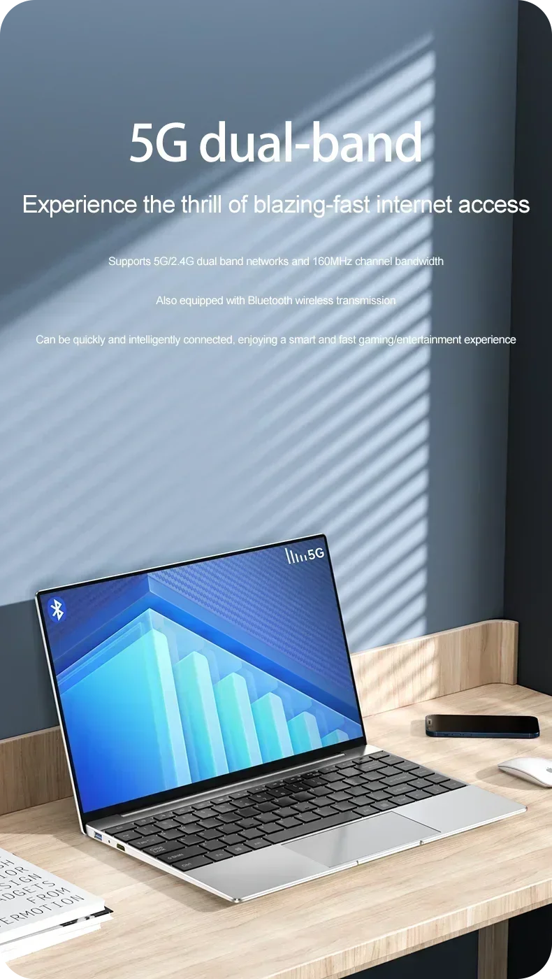 14.1" Ultra Slim Laptop 16GB RAM 2TB SSD Intel N3700 Notebook Gamer Windows 11 Pro 1920*1080 Display Office Study Computer PC