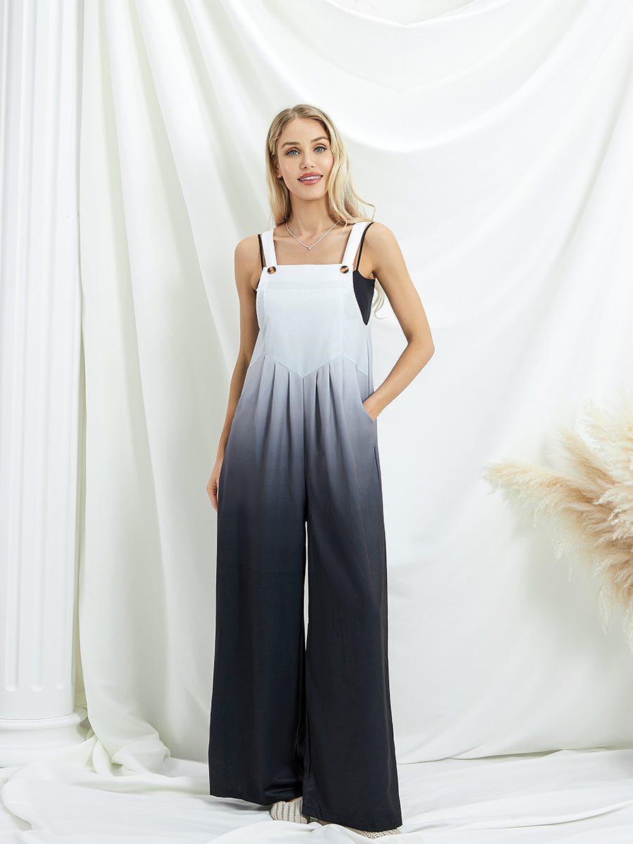 Women s Summer Long Jumpsuit Solid Color Tie Dye Pattern Print Sleeveless Spaghetti Strap Jumpsuit Casual Suspender Pants