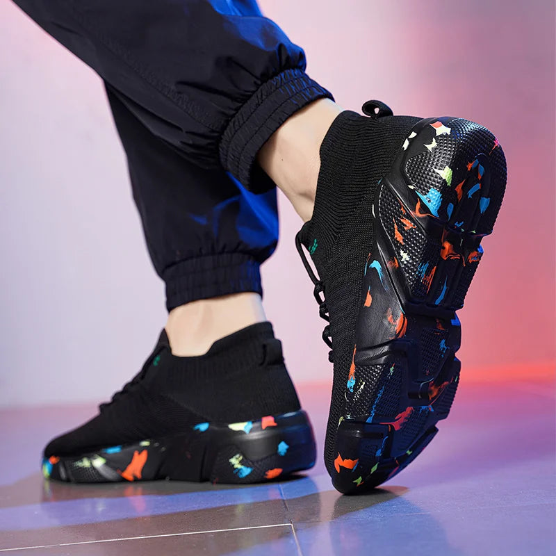 Lover Sneakers Men Women Sock Shoes Lady Plus Size Light Walking Shoes Camouflage Student Shoes Breathable Non-Slip
