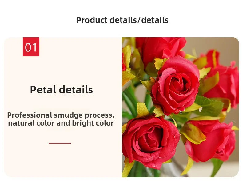 10 Inch Artificial Rose Bridal Bouquet Wedding Handheld Flowers Home Decor Floral Arrangement