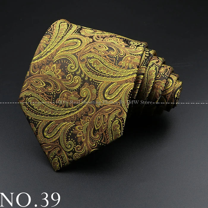 New Design Wedding Men Tie Brown Solid Striped Paisley Flower Neckties Men Business Dropshipping Groom Collar Accessories Gift