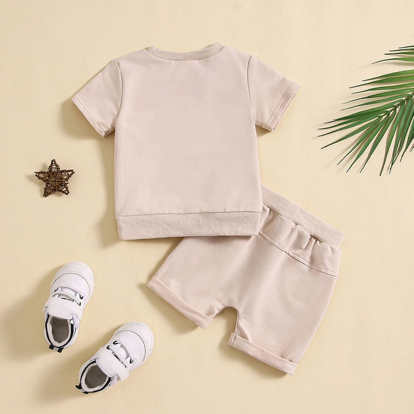 Summer Baby Clothing Set For Boys Clothes Casual Solid Color Short Sleeve Pocket T-shirt with Shorts 2PCS Toddler Infant Outfits