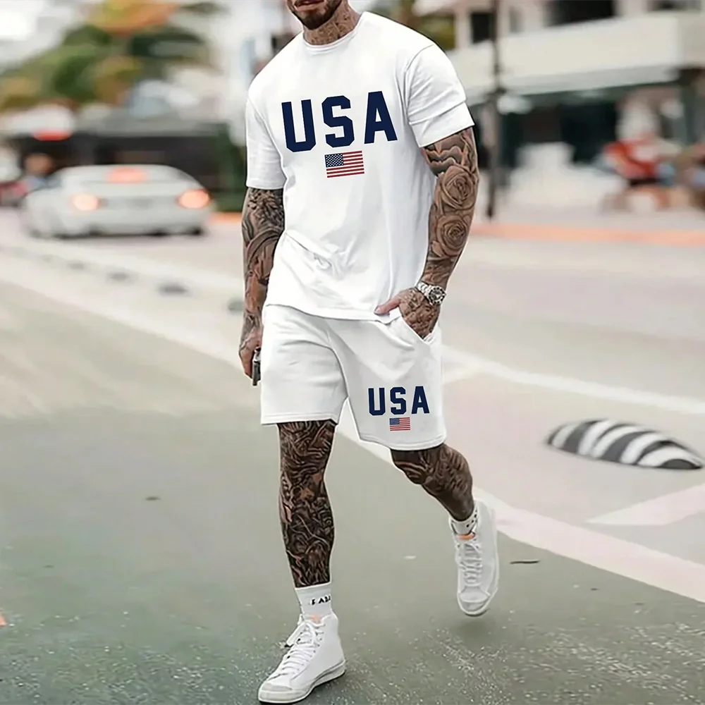 Men's Clothing Suits Summer Casual Breathable Refreshing Suit Print 3D Letters Oversized Fashion Men's Shirt Short Sleeve XS-6XL