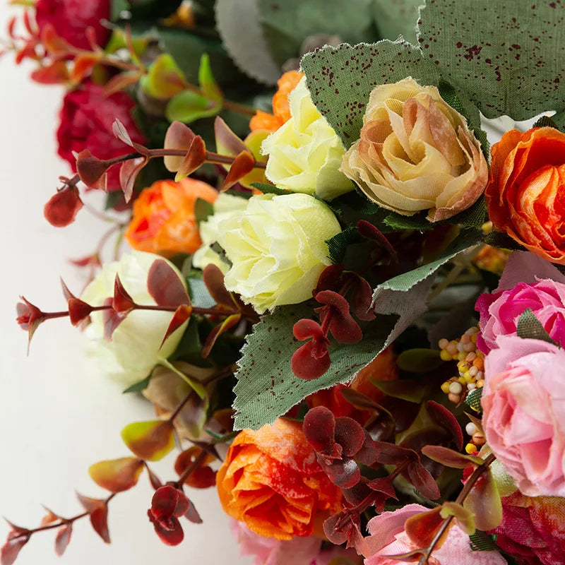 7 Branch 21 Heads Artificial Flowers Bouquet Mini Rose for Bridal Shower Wedding Floral Birthday Party Home Office Decoration