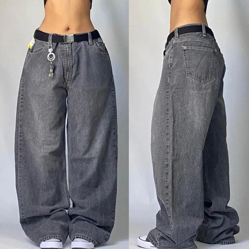 Y2K New Fashion Star Embroidery Patch Baggy Jeans Women Street Harajuku Vintage Hip Hop Casual Gothic High Waist Wide Leg Pants