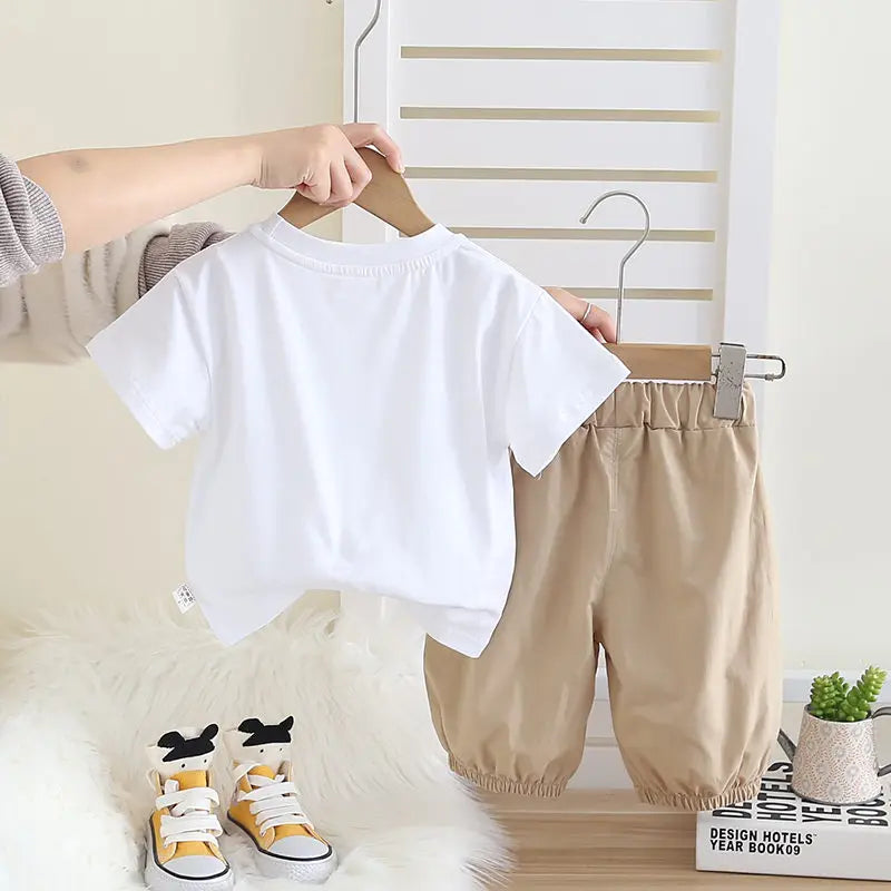 Summer Clothing Children Baby Girls Boys Clothes Short Sleeve Suit PrinteT Shirt Pants 2Pcs/Set Kid Leisure Costume 0-5 Years