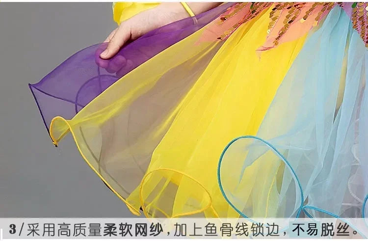 Summer Stage Princess Girls Casual Dresses Sequin Tutu Children Costume Robe Fille Party Baby Clothing Dance Kids Dress Vestidos