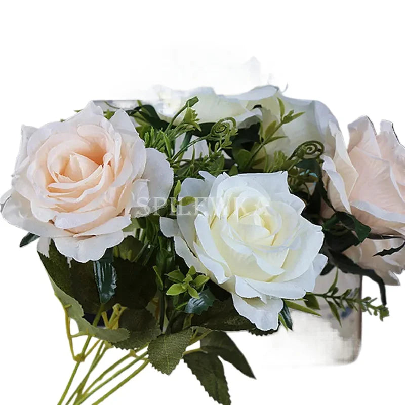 High-quality Silk Orange Rose Artificial Flowers for Wedding Decoration, Big and Realistic.