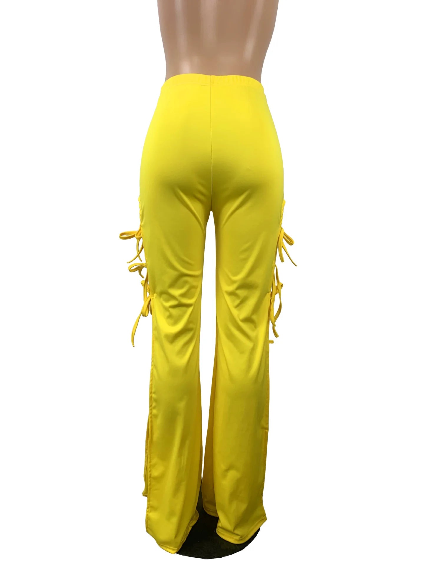 BKLD Women Clothing Fashion Solid Color Lace-Up Flared Pants Sexy Night Club Outfits Party Wide Leg Pants High Waist Trousers
