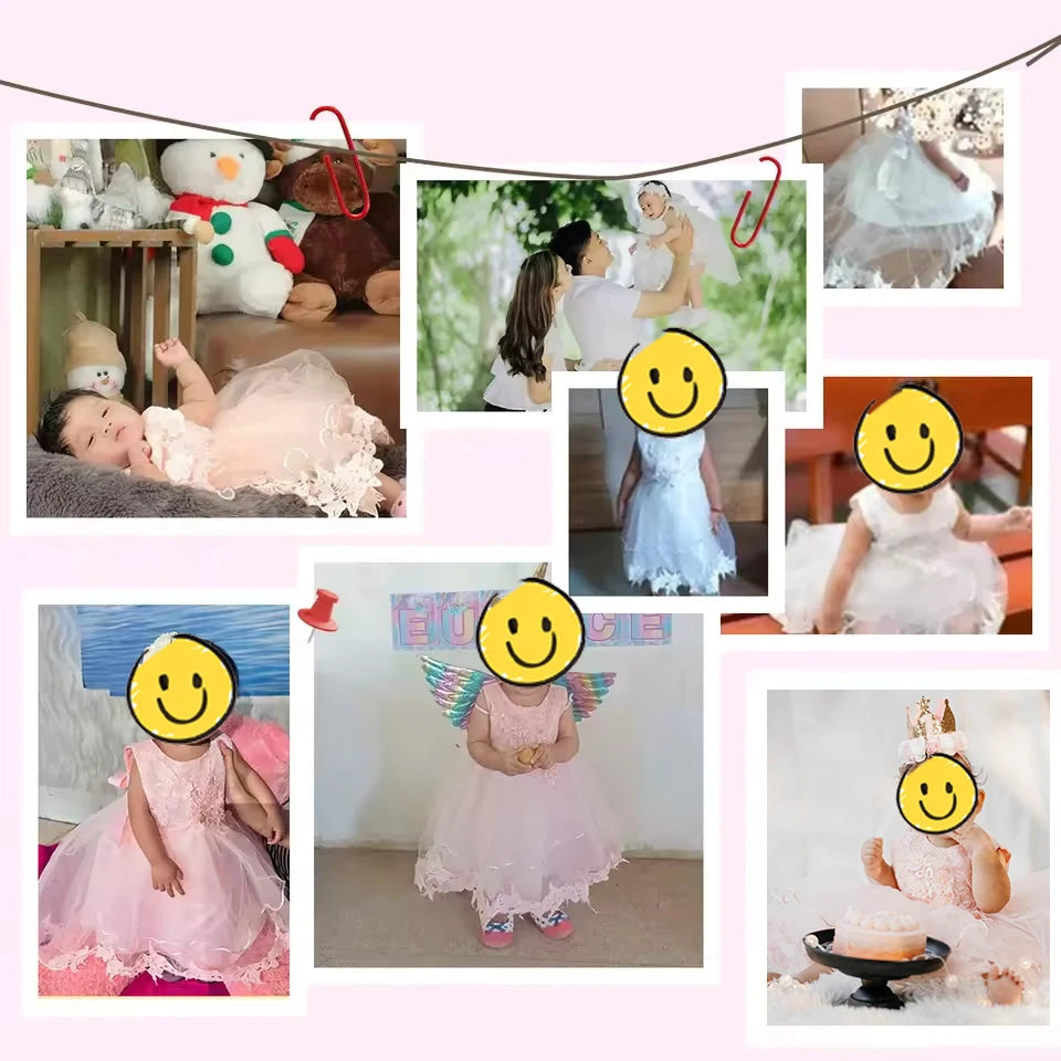 Baby First Baptism Dresses Lace Long Tailing dress Girls Elegant Embroidery Wedding Party Gown Bridesmaid Kids Clothes 3 6 month