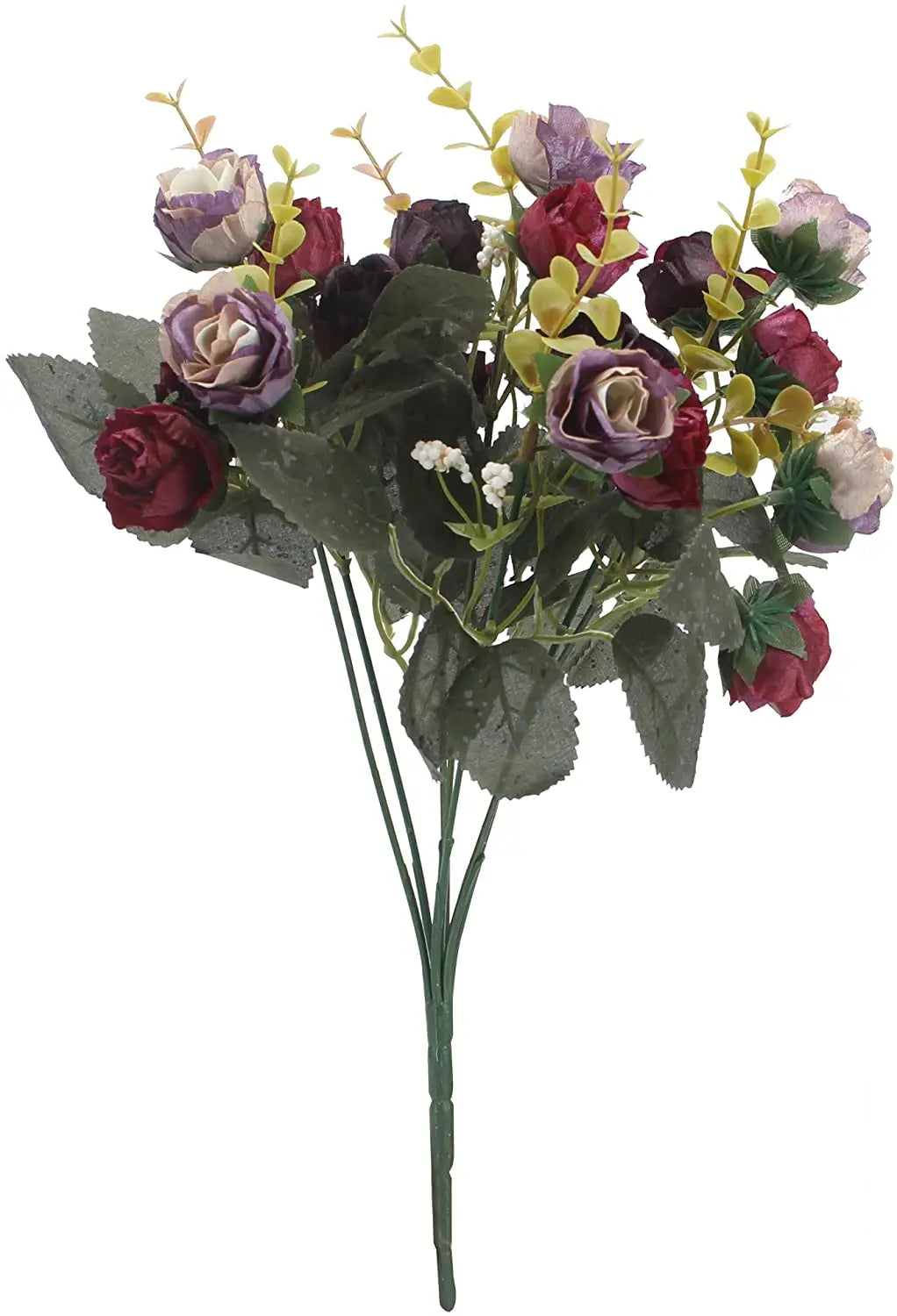 7 Branch 21 Heads Artificial Flowers Bouquet Mini Rose for Bridal Shower Wedding Floral Birthday Party Home Office Decoration
