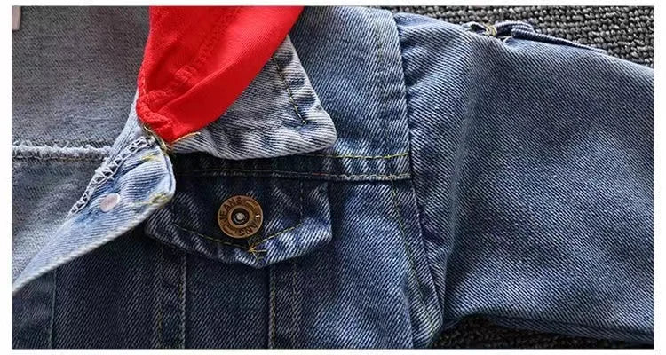 Spring Autumn Denim For Boys' Set New 2024 Korean Version Jacket Fashion Jeans Handsome Two-Piece Set