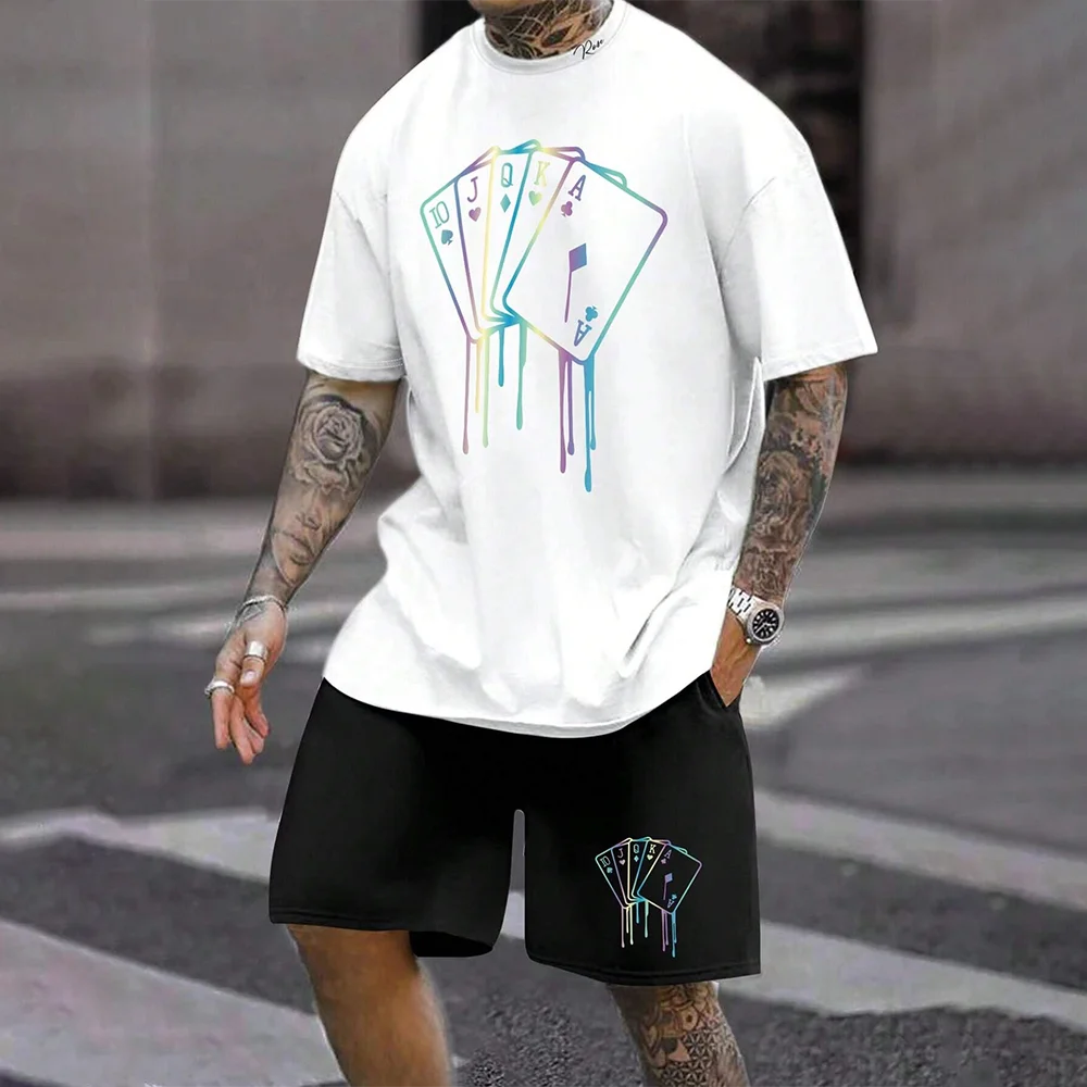 Men's Clothing Suits Summer Casual Breathable Refreshing Suit Print 3D Letters Oversized Fashion Men's Shirt Short Sleeve XS-6XL