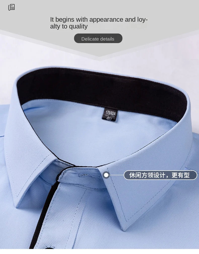 New Men's White Business Shirt Autumn Long Sleeve Leisure Plus Size Big 11XL 10XL 9XL Patchwork Black Yellow Social Dress Shirts