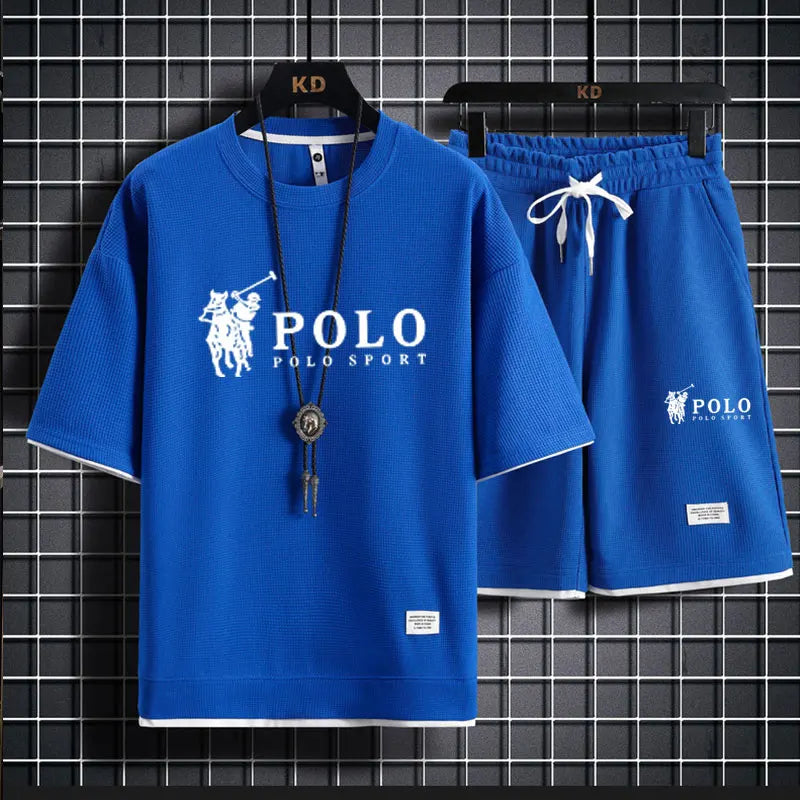 Men's short sleeved T-shirt and sports shorts set casual sportswear Korean fashion summer