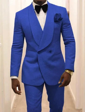 Custom Pour Hommes Made Groomsmen White Pattern Groom Tuxedos Shawl Lapel Suits 2PCS Wedding ( Jacket+Pants )Costume Homme