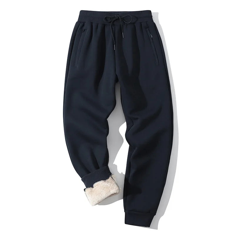 Winter Men's Fleece Joggers Elastic Waist Casual Wide Leg Sweatpants Thickened Thermal Sports Pants Hip hop Streetwear