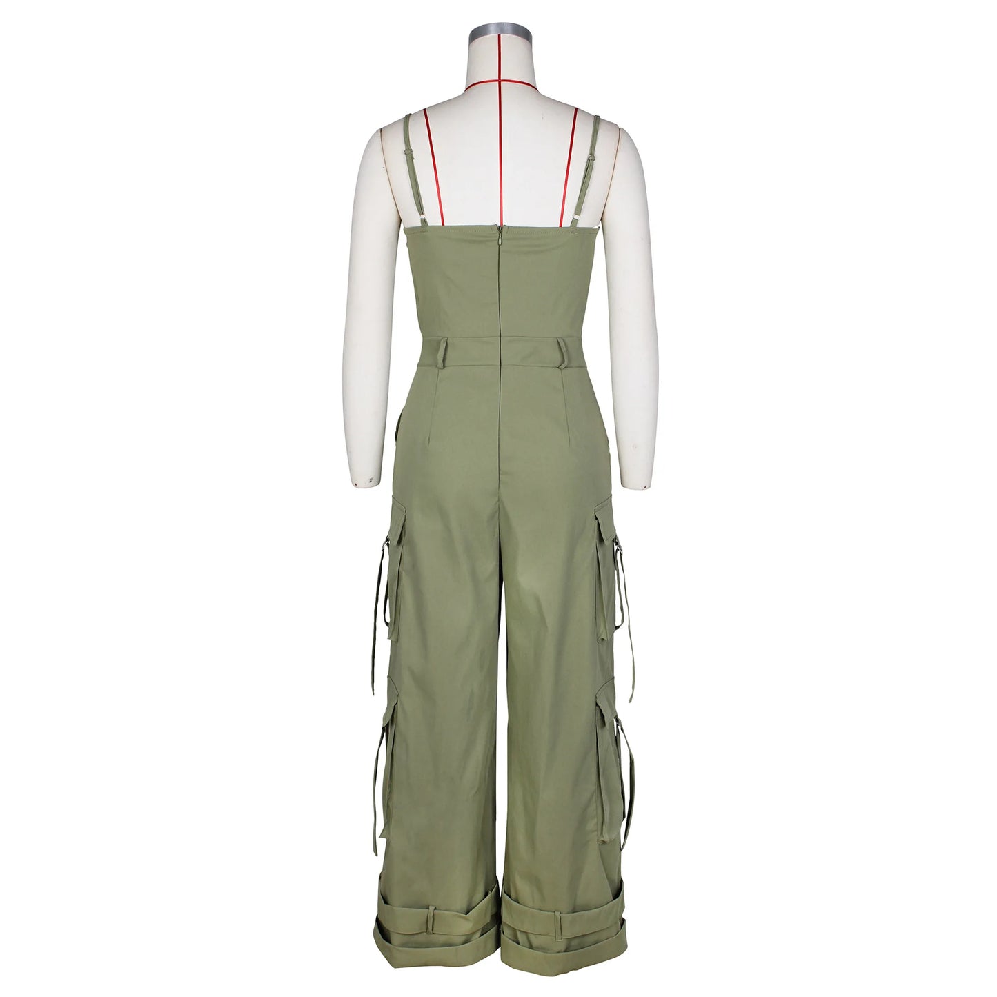 Women's Clothing 2025 Spring Summer New Sexy Sleeveless Solid Color Casual Multi Pocket Workwear Jumpsuit Wide Leg Pants