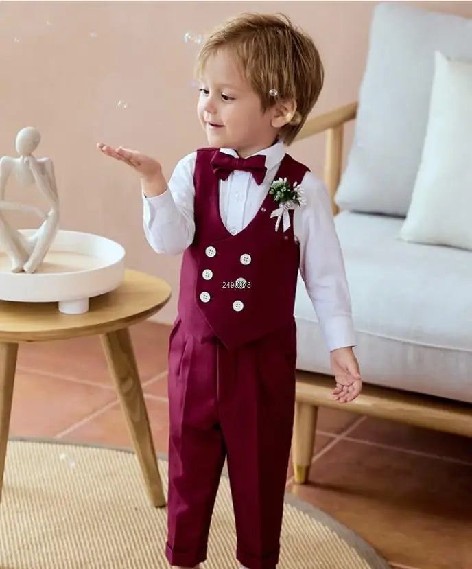 Newborn Baby Boys 1 Year Birthday Suit Kids Formal Photograph Suit Children Wedding Dress Child Performance Party Dance Costume